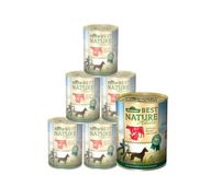 Dehner Best Nature hondenvoer voor volwassenen, rund en kalkoen met wortels, 6 x 400 g (2,4 kg)