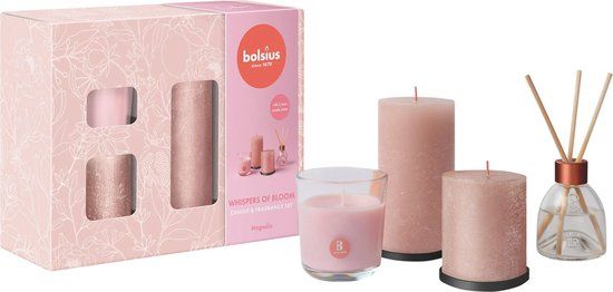 Bolsius - Giftset - Medium - Whispers of Bloom - Geurkaars - Roze
