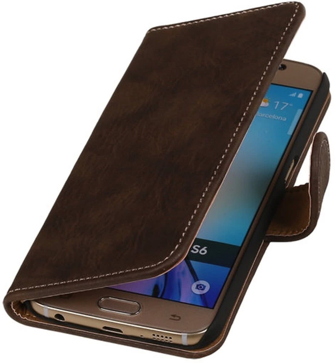 Best Cases .nl Huawei Ascend G510 Hout booktype hoesje Donker Bruin