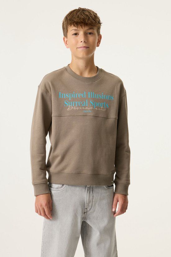 Garcia Jongens Tekst Print Sweater Bruin Lange mouw