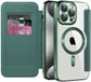 Techsuit Hoesje geschikt voor Apple iPhone 15 Pro Max - SmartMag Book Wallet Case - Geschikt voor MagSafe - Groen