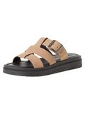 Tamaris - Dames - Muiltjes - Taupe - Leer - Sleehak - Maat 37