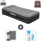 Bestway Luchtbed - 1-Persoons - 97 x 191 x 46 cm - Grijs - Inclusief pomp - Hoeslaken en Reparatieset
