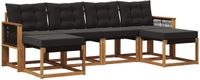 vidaXL Acacia Hout Bank Loungeset 6-Persoons Naturel en Zwart