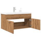 Maison Exclusive - Meuble sous lavabo avec lavabo intégré, finition : chêne Artisan