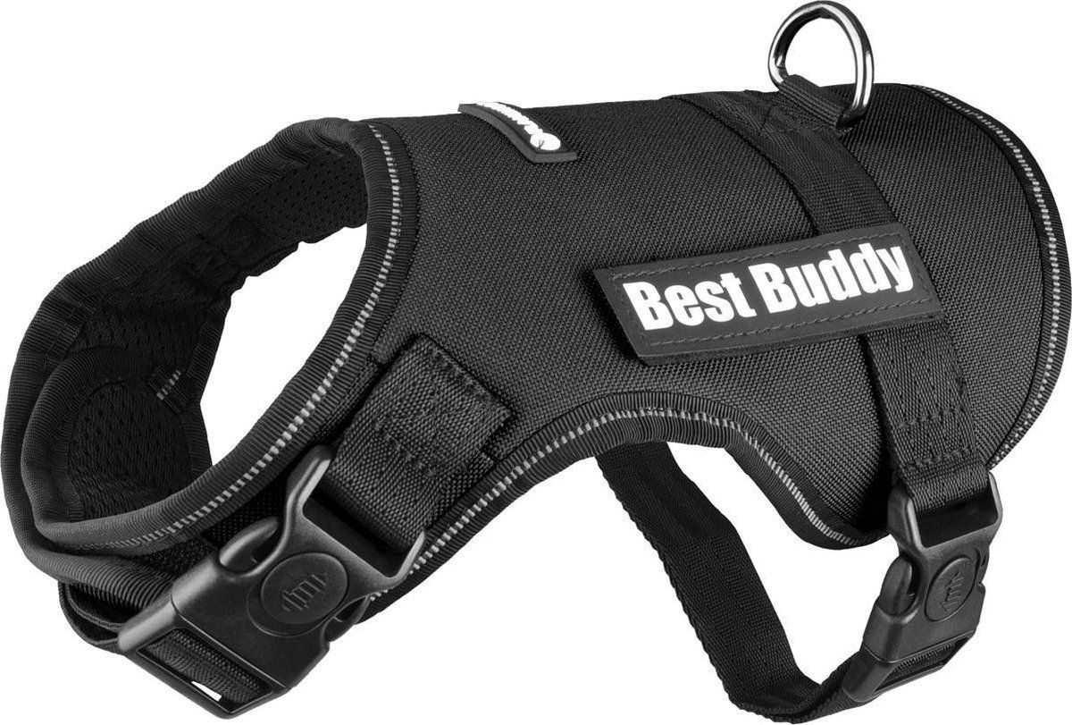 FLAMINGO Hondentuig Best Buddy Uranus Zwart - Zwart - 50 - 70 cm x 25 mm