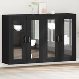 vidaXL Wandkasten, 2 stuks, zwart, eikenlook, 69,5 x 34 x 90 cm