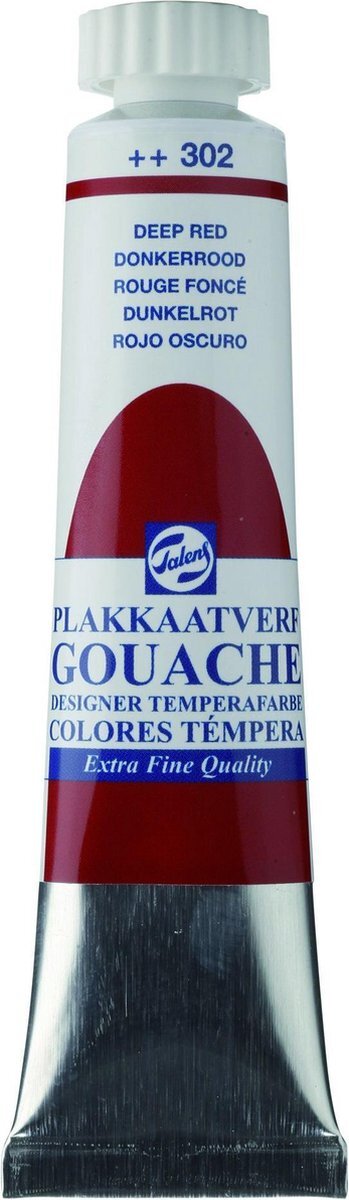 Talens Gouache extra fine plakkaatverf 302 donkerrood 20 ml