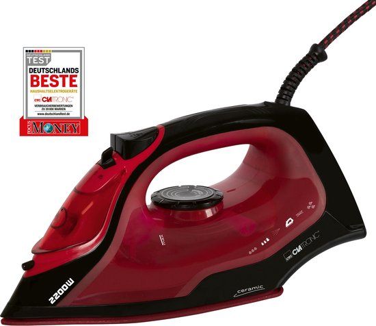 Clatronic DB 3752 - Stoomstrijkijzer - Zwart/Rood - 2200 W