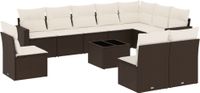 vidaXL 11-delige Loungeset met kussens, poly rattan, bruin