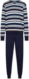 Pastunette - Heren Pyjama - Lange Mouw - Gestreept - Blauw - Katoen - Maat M
