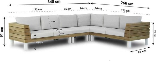 Lifestyle Garden Furniture Lifestyle Seashore 6-persoons hoek loungeset - Old teak greywash - 348 cm breed