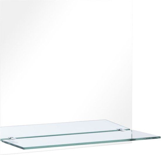 vidaXL Wandspiegel met schap 60x60 cm gehard glas