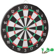 Relaxdays dartbord X1 met pijlen - dartboard 43 cm - tweezijdig speelbaar - klassiek