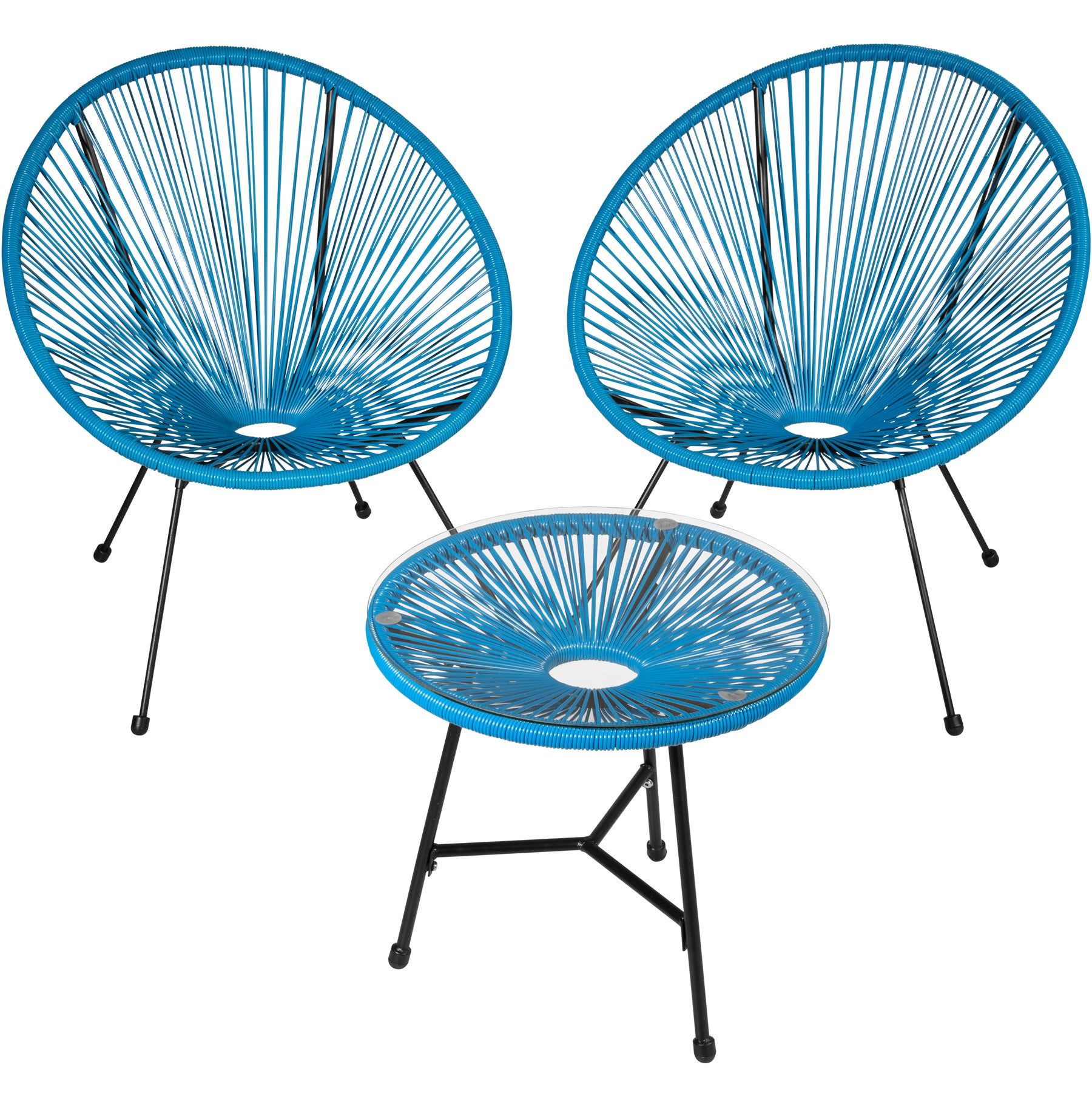 tectake® Tuinmeubel Bistroset - 2 stoelen en 1 tafel - Blauw