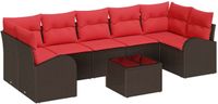 vidaXL - Tuinbank - Set - 8 - st - 7-Aantal - zitplaatsen - Beige - en - Rood