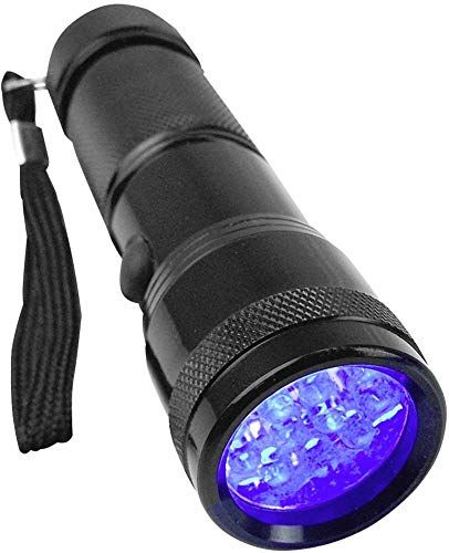 BERGER & SCHRÖTER UV LED torch 395-400 nm with hand strap battery operated 95g