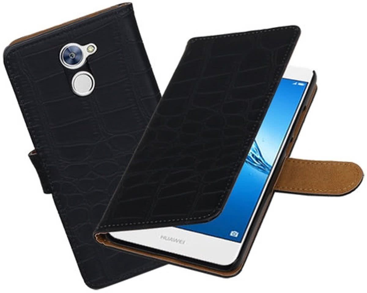 Best Cases .nl Huawei Y7 / Y7 Prime Krokodil booktype hoesje Zwart
