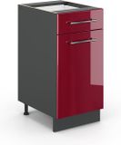 Vicco Fame-Line Meuble bas de cuisine – 40 cm sans plan de travail Bordeaux laqué brillant