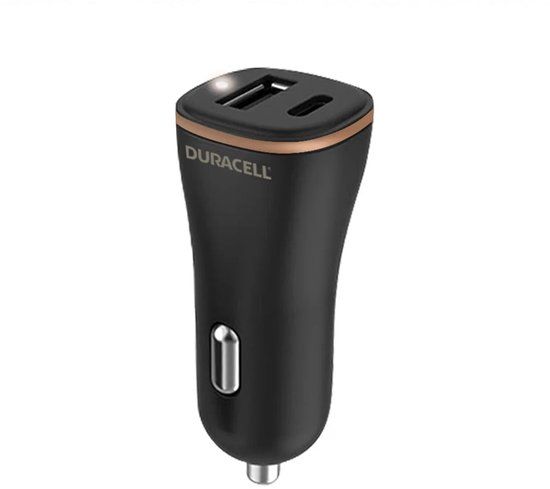 Duracell 27W USB-C en USB-A Power Delivery Autolader Zwart