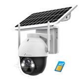 Nivian Bewakingscamera 360 graden 4G (sim) + zonnepaneel 7 W batterij, lange levensduur, 18000 mAh, 2 K, bewegingsdetectie en menselijke herkenning, geschikt voor buiten, nachtzicht, leds