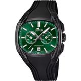 Lotus 15757/G Heren Polshorloge Chronograaf Zwart Groen Siliconen Staal