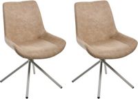 Beliani HAILEY - Eetkamerstoel set van 2 - Beige - Kunstsuède