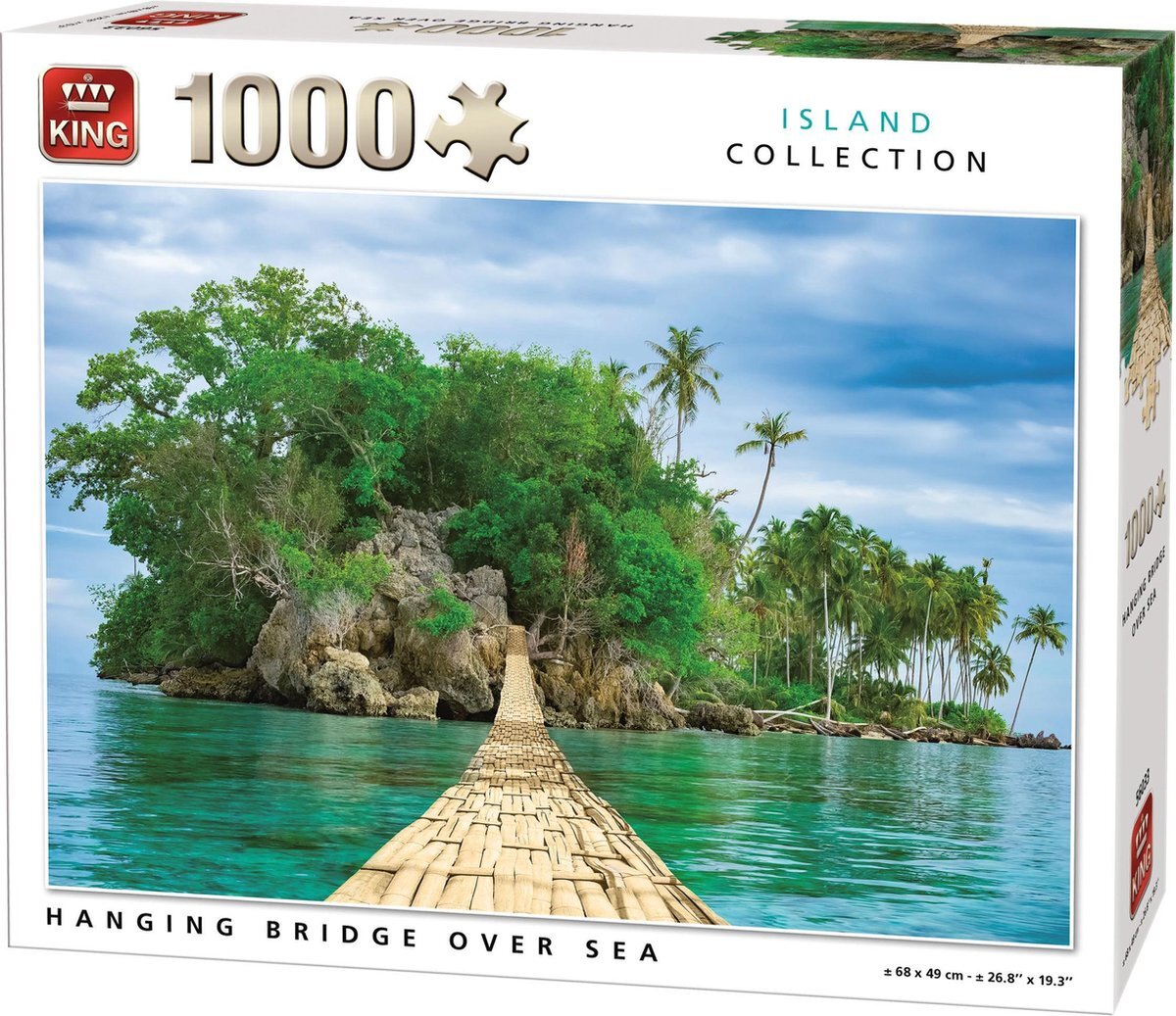 King Puzzel 1000 Stukjes (68 x 49 cm) - Hangbrug - Legpuzzel Tropisch Eiland