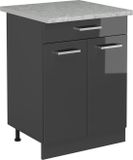 Vicco R-Line Keukenonderkast – 60 cm WB Marmer Antraciet Hoogglans