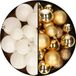 Kaemingk B.V. Boules de Noël 60x pièces - mélange or/laine blanc - 4-5-6 cm - plastique - décoration de Noël