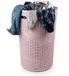 Plasticforte Ronde wasmand Rotan - rose - kunststof gevlochten - 51 l - 38 x 57 cm