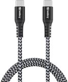 Sandberg Survivor USB-C naar USB-C Kabel 1M Zwart/Grijs
