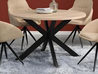 Vente-unique Eettafel TILKI - 4 personen - MDF en metaal - Eiken en zwart