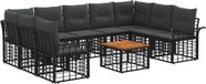 vidaXL Ensemble de canapés d'extérieur 10 pièces Noir et Gris foncé Polyester