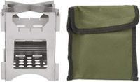 Omgoods Poêle à bois portable - Acier inoxydable - Mini ustensile de cuisine - Extérieur - Résistant à la chaleur - 5 plaques et sac en toile - Poêle de camping