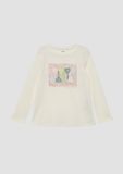 s.Oliver - A-vorm shirt met lange mouwen en print - crème - Maat 140
