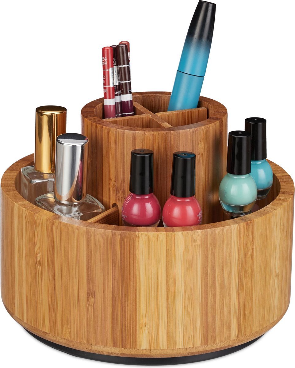 Relaxdays make up organizer bamboe - make up houder - cosmetica organizer - draaibaar