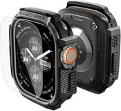 Spigen Rugged Armor Hoesje Geschikt voor Apple Watch Ultra 3/2/1 - Bumper Case met Ingebouwde Screen Protector Zwart