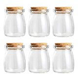 Magic Season Decoratieve glazen flessen met kurksluiting (100 ml pudding-flessen/6 stuks)