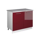 Vicco Wastafelkast Fame-Line, Bordeauxrode hoogglans/Wit, 100 cm, WB Marmer
