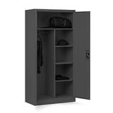 JAN NOWAK Domator Metalen kast 185 x 90 x 45 cm | archiefkast afsluitbaar met kledingstang, poedercoating | opbergkast kleedkast kast kast kledingstang | antraciet