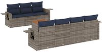 vidaXL 8-delige tuinbankset met kussens, grijs, polyrotan