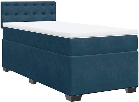 vidaXL Boxspring met matras fluweel donkerblauw 80x200 cm