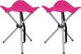 Urban Living tabouret/siège d'appoint - 2x - Pliable - Camping/extérieur - D32 x H43 cm - Rose