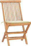 vidaXL 3-delige tuinset met kussens, inklapbaar, massief teak hout