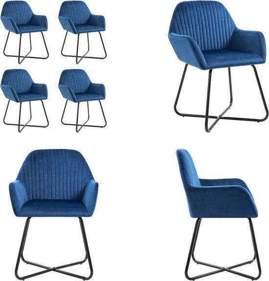 vidaXL Eetkamerstoelen 4 stuks fluweel blauw
