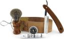 Jag Shaving Scheerset - 5-delige scheerset - Duurzaam - Houten scheerkwast - Scheermes - Leren riem
