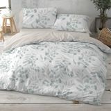 OEM Flanellen beddengoedset, 4-delig, botanisch print, turquoise, 150-160 cm