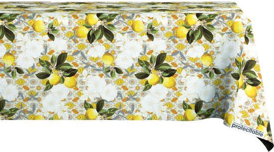 Protecttable Tafelzeil Citroenen Geel 140x290cm - Tafelkleed Afwasbaar - Kunststof