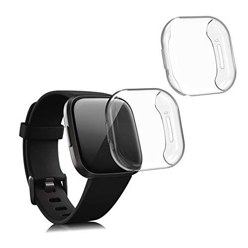 kwmobile 2 x hoesje compatibel met Fitbit Versa 3 / Sense - siliconen fullbody cover case beschermhoes set transparant